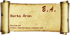 Berke Áron névjegykártya